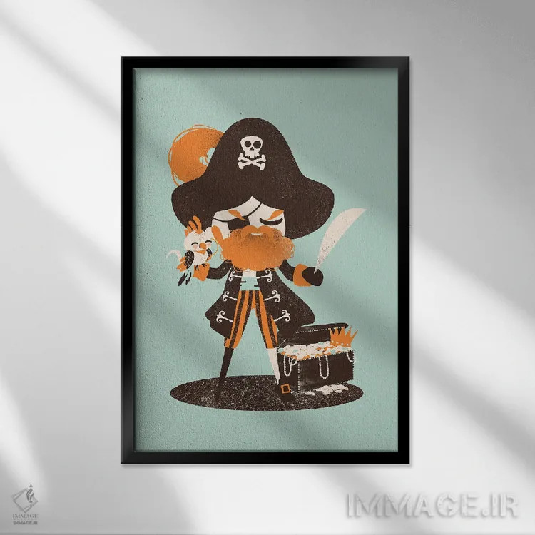 تابلو مینیمال کاپیتان دزد دریایی اثر کانزیلو - نمای قابدار مشکی