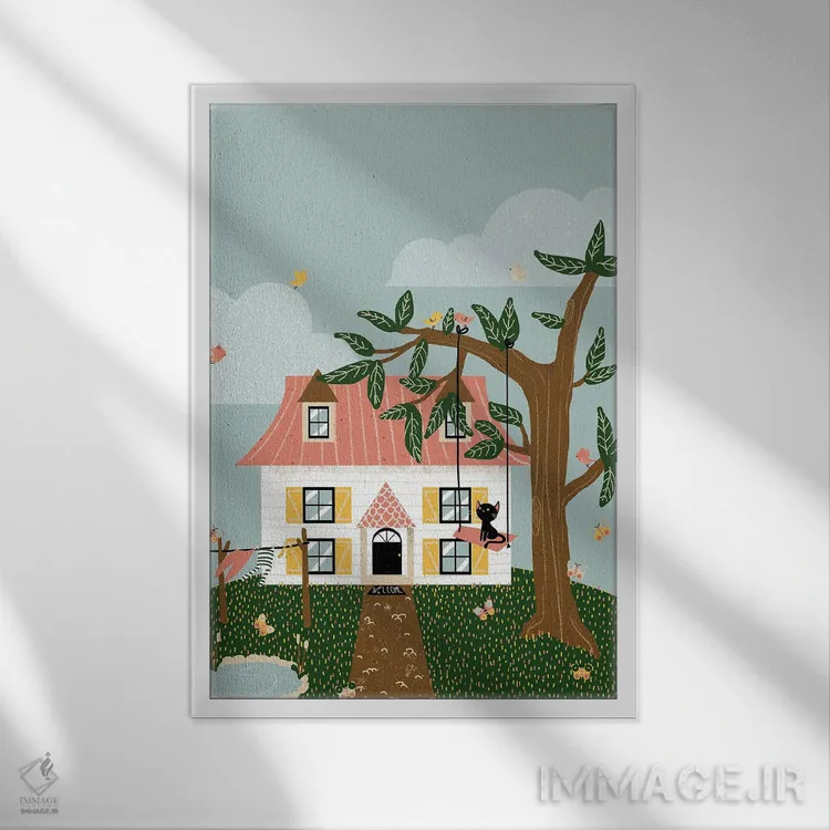 تابلو دکوراتیو خانه زیبا اثر کانزیلو - نمای قابدار سفید