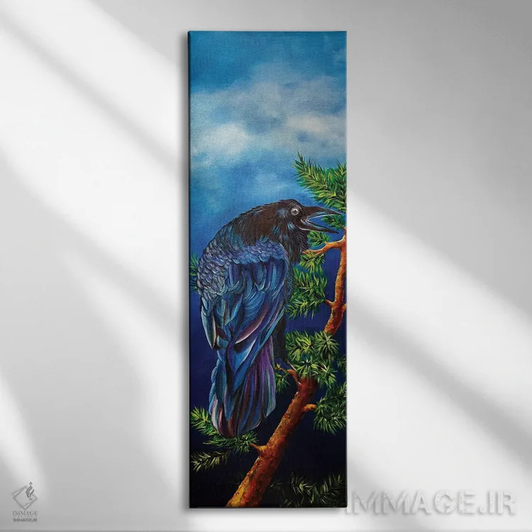 تابلو دکوراتیو کلاغ نشسته اثر جیل و رابرت پانکی - نمای روبهرو روی دیوار