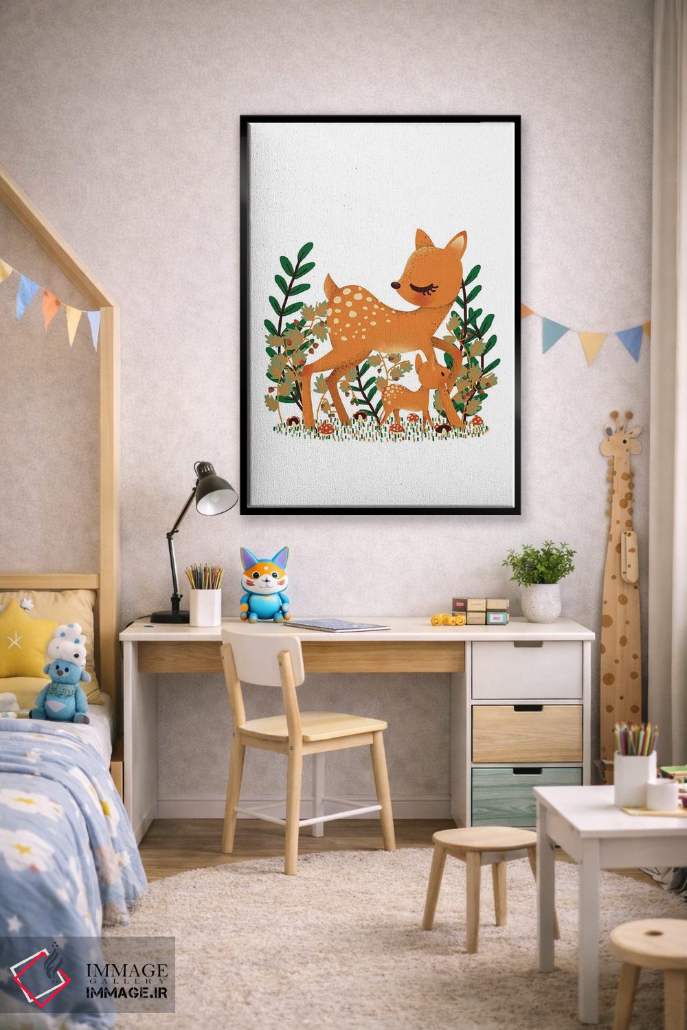 تابلو دکوراتیو گوزن ماده و فرزندش اثر کانزیلو - D1B