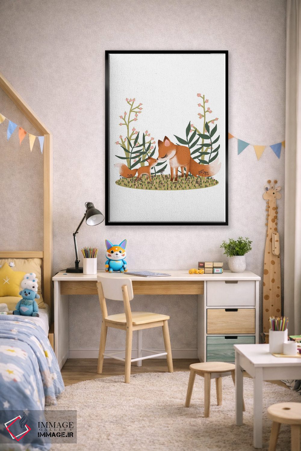 تابلو دکوراتیو روباه مادر و بچه اش اثر کانزیلو - D2B