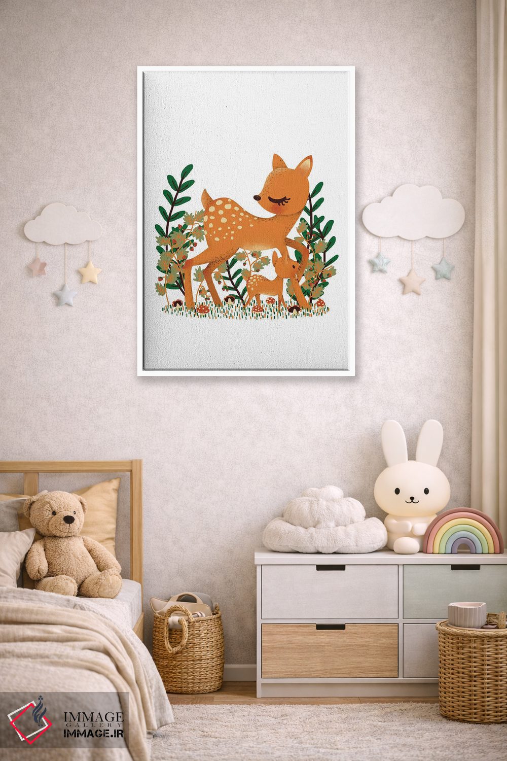 تابلو دکوراتیو گوزن ماده و فرزندش اثر کانزیلو - D4W