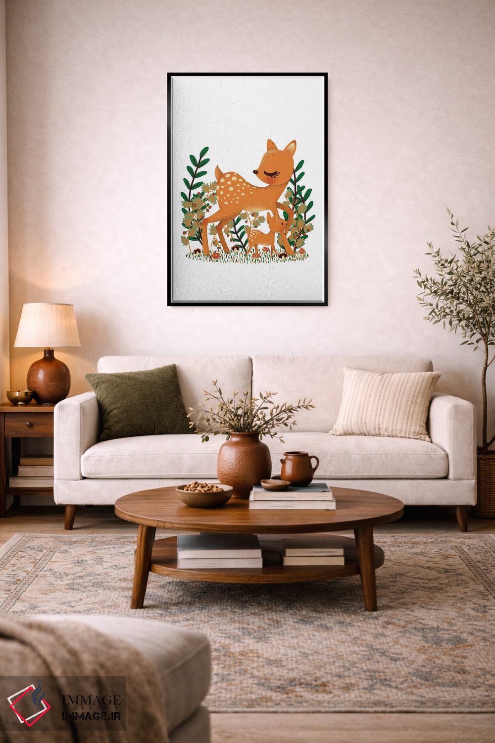 تابلو دکوراتیو گوزن ماده و فرزندش اثر کانزیلو - D6B