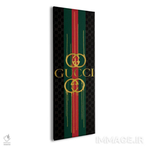 تابلو دکوراتیو مد با قطره های GG روی زمینه مشکی اثر پوماکای بارون - نمای پرسپکتیو محصول