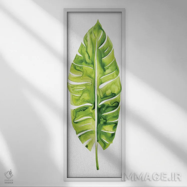 تابلو دکوراتیو مطالعه برگ موز I اثر گریس پاپ - نمای قابدار سفید