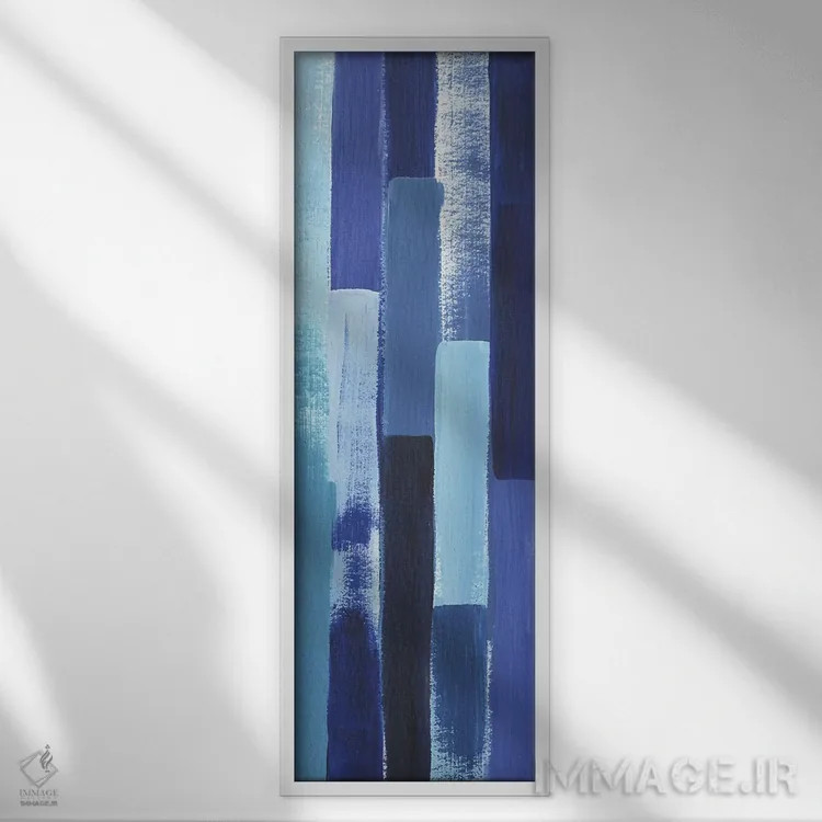 تابلو دکوراتیو آبشار آبی دوم اثر گریس پاپ - نمای قابدار سفید