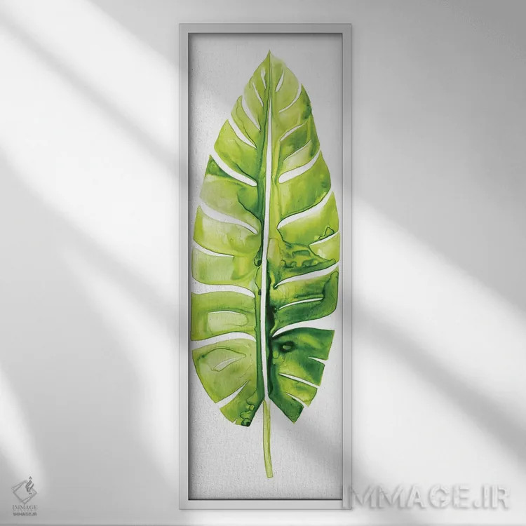 تابلو دکوراتیو مطالعه برگ موز II اثر گریس پاپ - نمای قابدار سفید