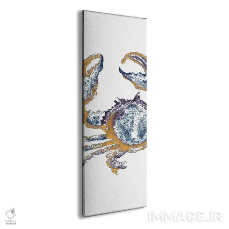 تابلو دکوراتیو خرچنگ آبی طلایی کنار ساحل اثر پاتریشیا پینتو - نمای پرسپکتیو محصول