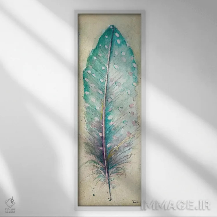 تابلو دکوراتیو پر آبرنگی یک اثر پاتریشیا پینتو - نمای قابدار سفید