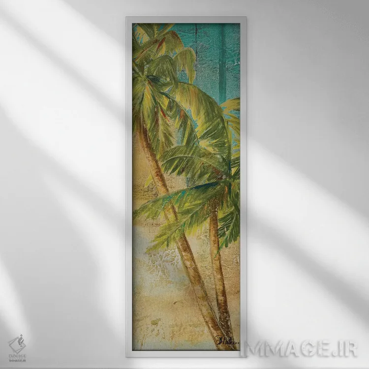 تابلو دکوراتیو پنل نخل ساحلی یک اثر پاتریشیا پینتو - نمای قابدار سفید