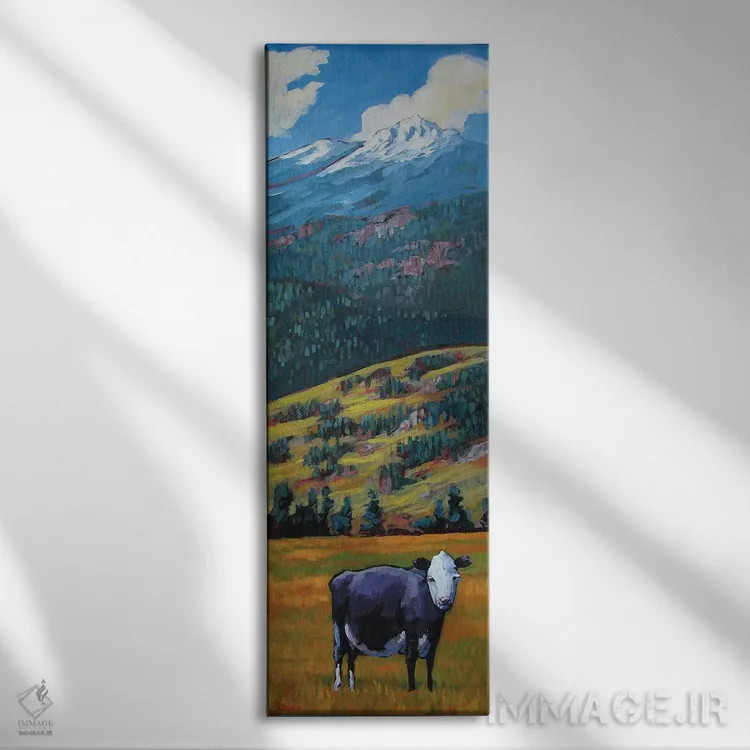 تابلو دکوراتیو گاو تنها در دره سن خوان اثر پتی بیکر - نمای روبهرو روی دیوار