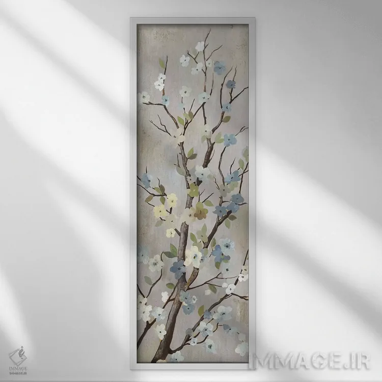 تابلو مدرن شکوفه دوم اثر پی آی استودیو - نمای قابدار سفید