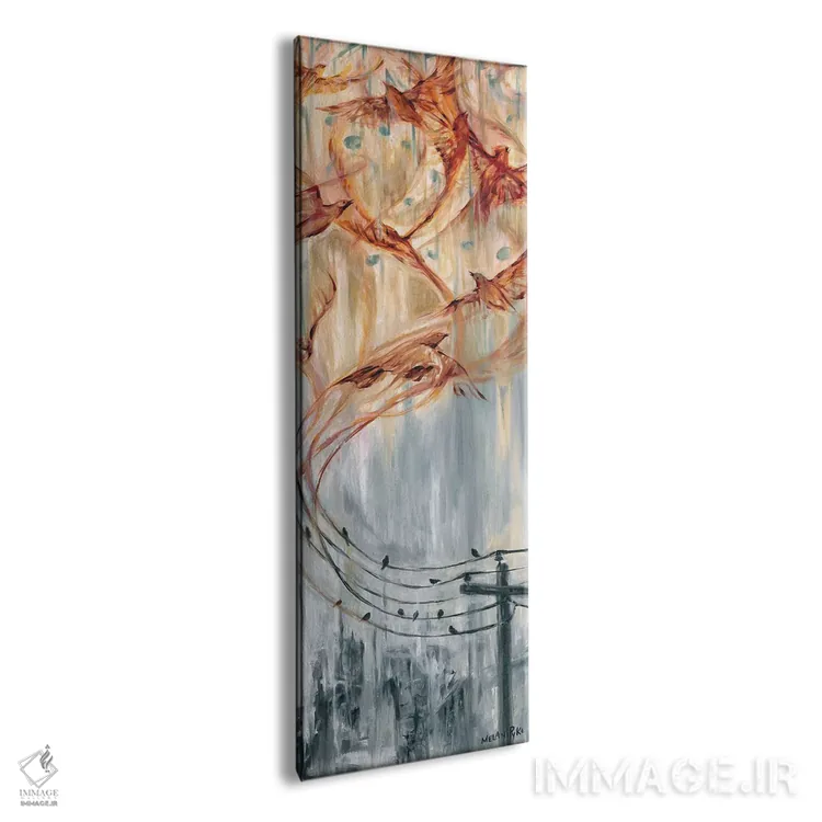 تابلو دکوراتیو موسیقی و پرندگان دور از سیم ها اثر ملانی پایک - نمای پرسپکتیو محصول