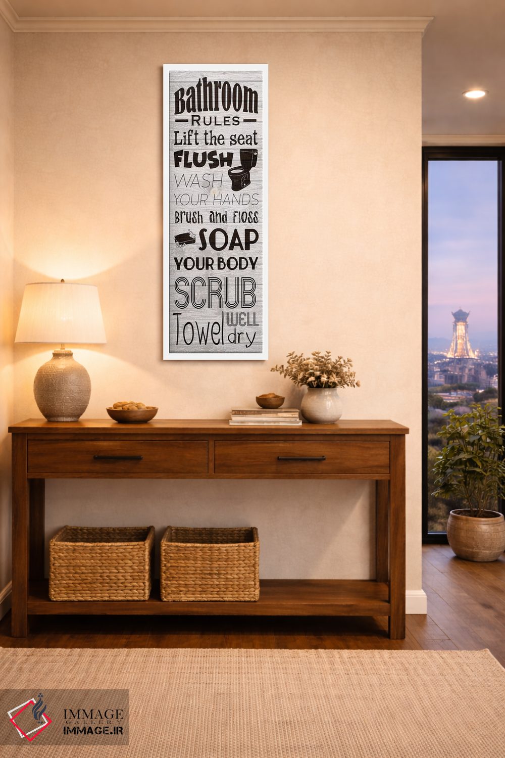 تابلو دکوراتیو قوانین حمام اثر مارکوس پرایم - D1W