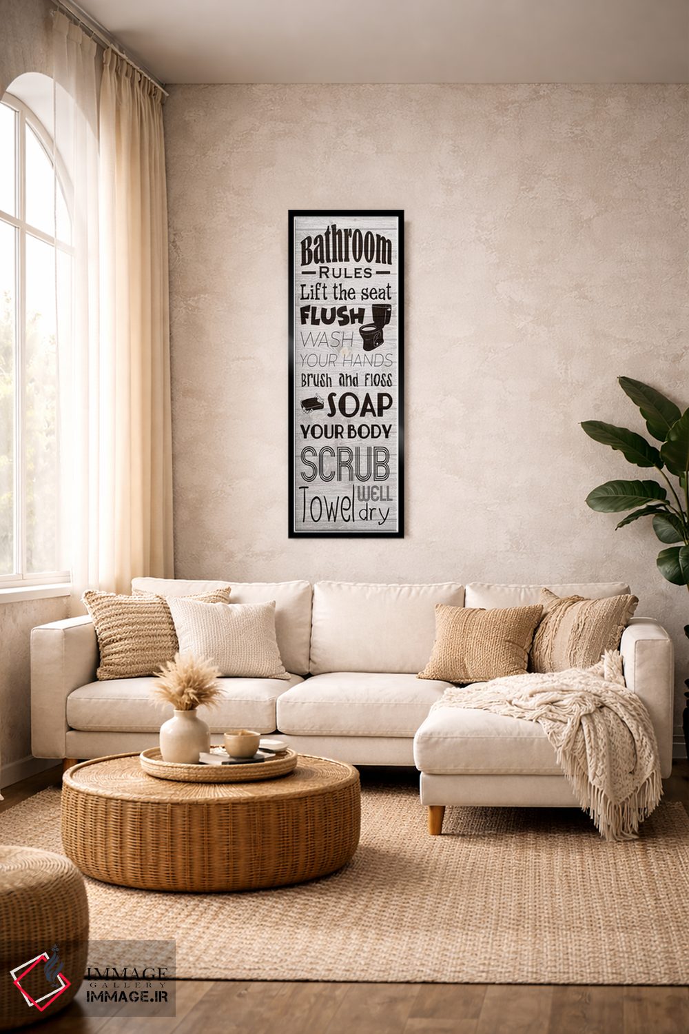 تابلو دکوراتیو قوانین حمام اثر مارکوس پرایم - D4B
