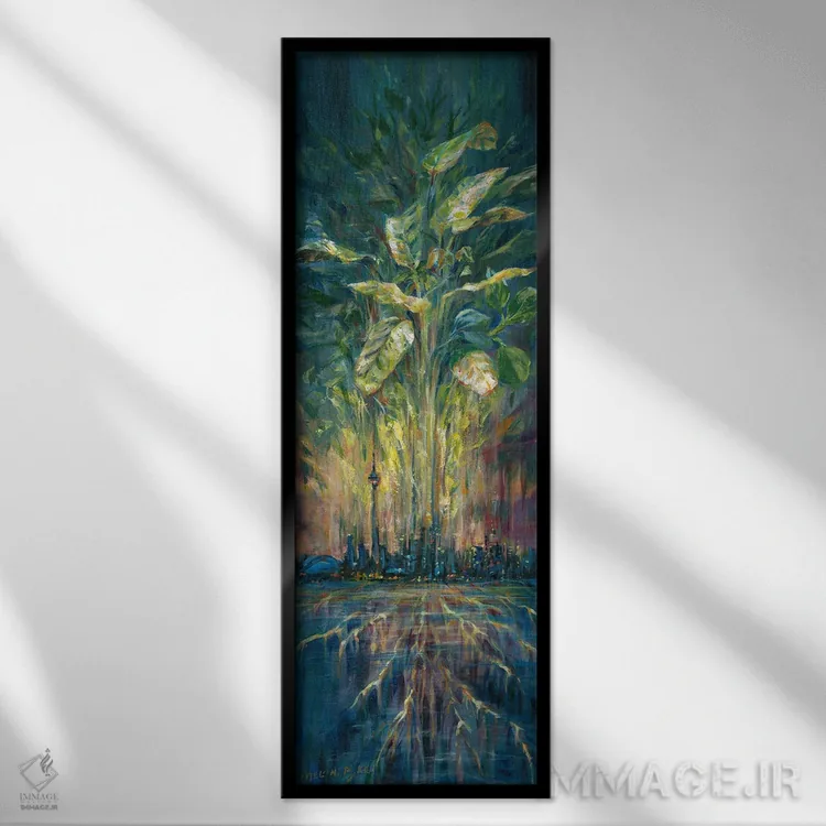 تابلو دکوراتیو شهر در حال رشد اثر ملانی پایک - نمای قابدار مشکی