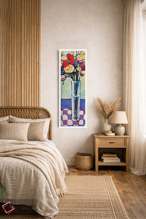 تابلو دکوراتیو طبیعت بی جان با رومیزی شطرنجی VI اثر پتی بیکر - D1W