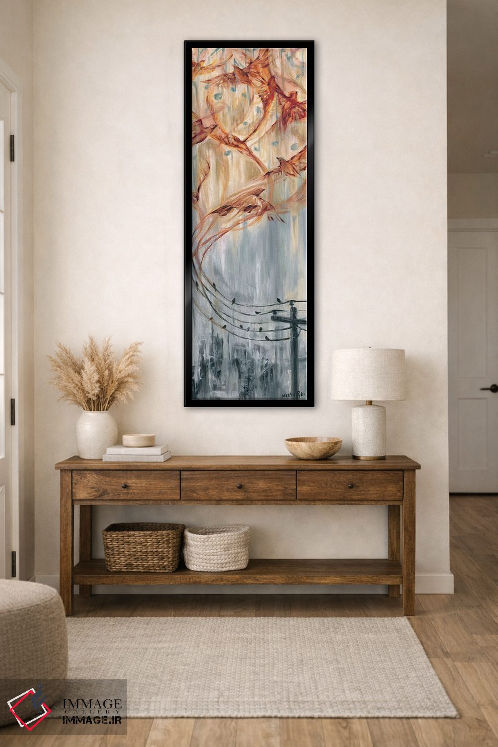 تابلو دکوراتیو موسیقی و پرندگان دور از سیم ها اثر ملانی پایک - D1B