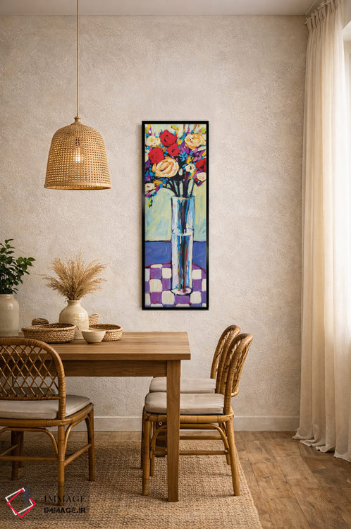 تابلو دکوراتیو طبیعت بی جان با رومیزی شطرنجی VI اثر پتی بیکر - D4B