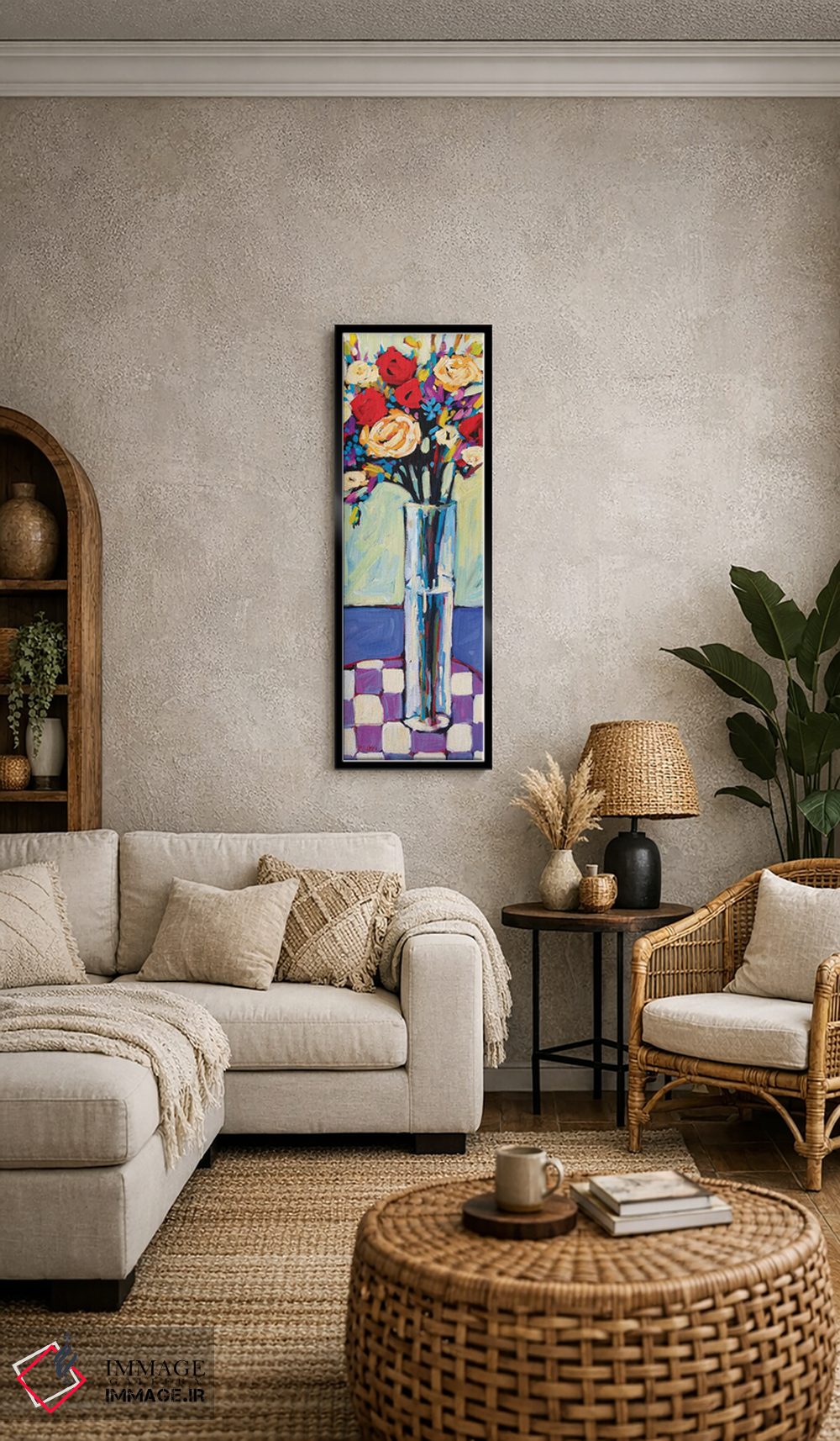 تابلو دکوراتیو طبیعت بی جان با رومیزی شطرنجی VI اثر پتی بیکر - D6B