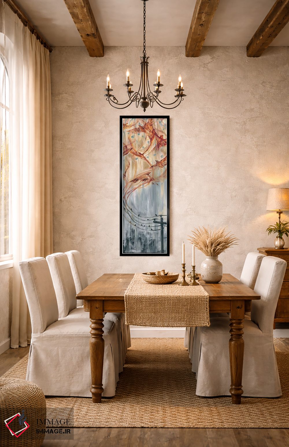 تابلو دکوراتیو موسیقی و پرندگان دور از سیم ها اثر ملانی پایک - D6B