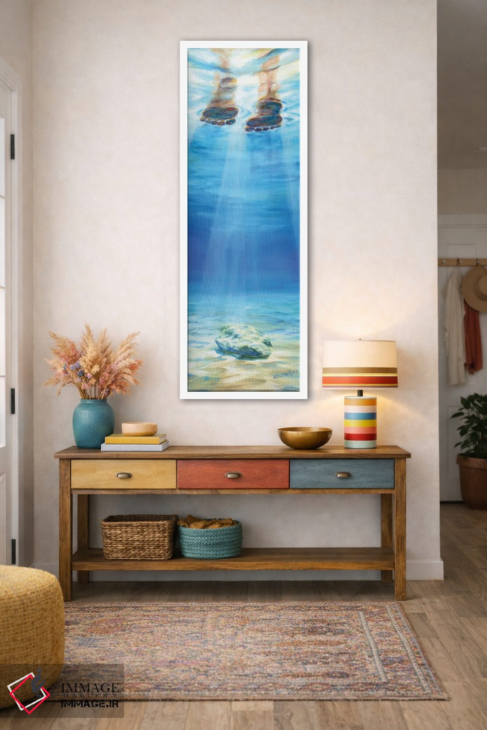 تابلو دکوراتیو راه رفتن بر آب روی صخره غرق شده اثر ملانی پایک - D1W