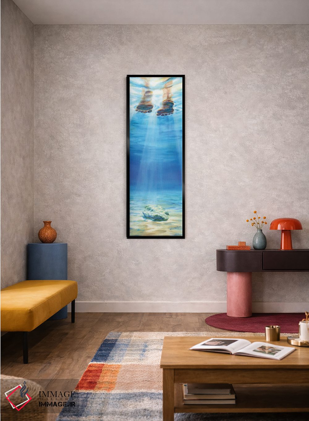 تابلو دکوراتیو راه رفتن بر آب روی صخره غرق شده اثر ملانی پایک - D3B