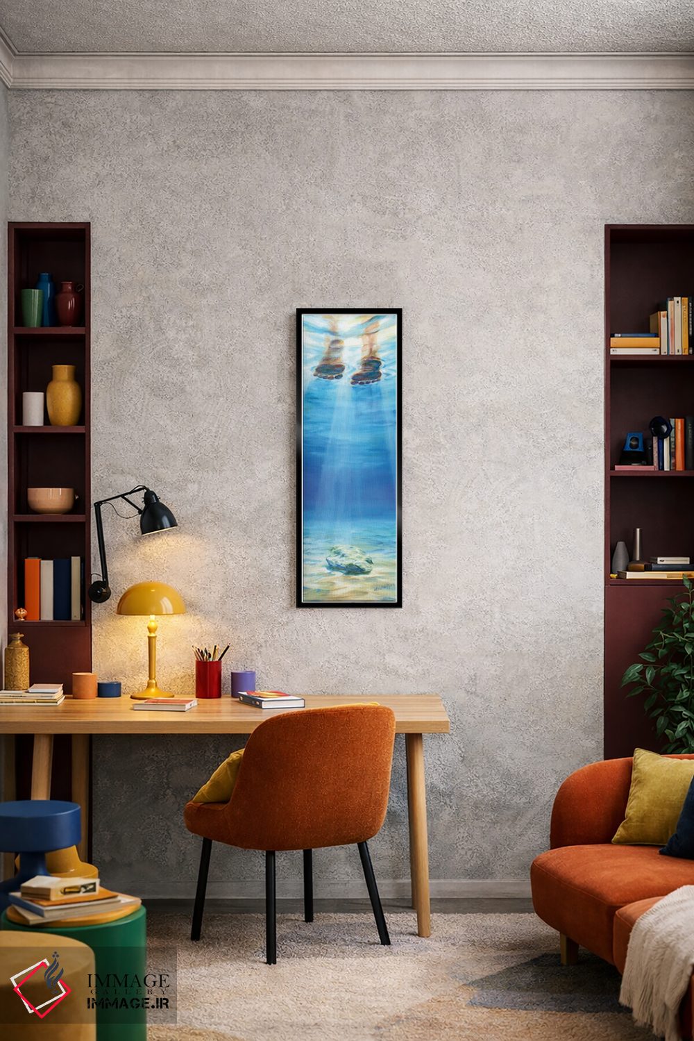 تابلو دکوراتیو راه رفتن بر آب روی صخره غرق شده اثر ملانی پایک - D4B