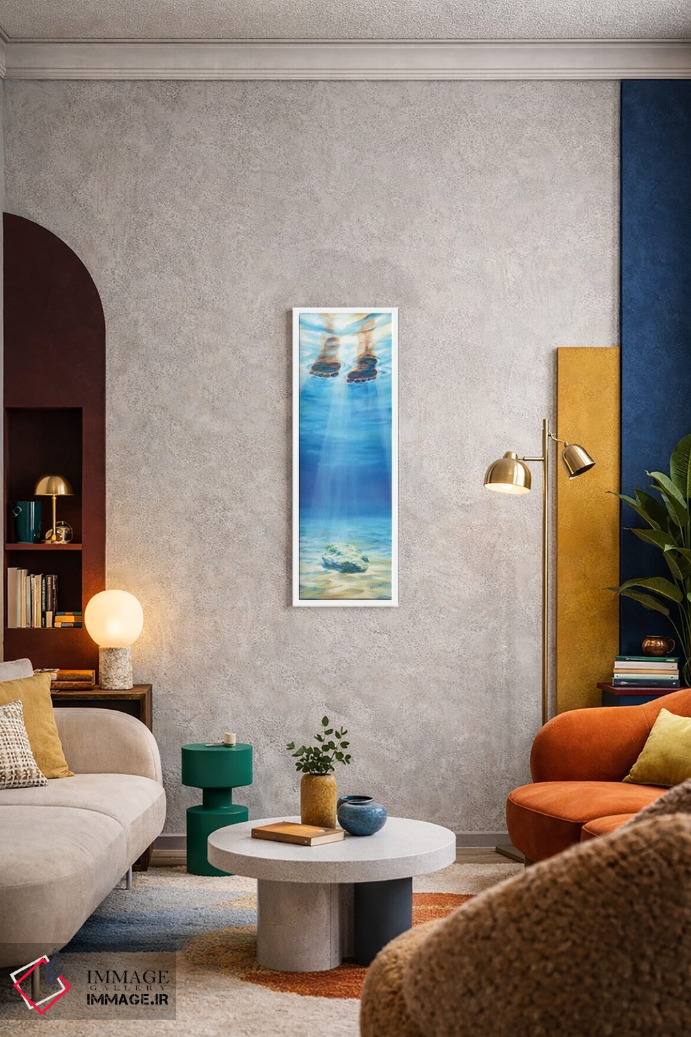 تابلو دکوراتیو راه رفتن بر آب روی صخره غرق شده اثر ملانی پایک - D6W