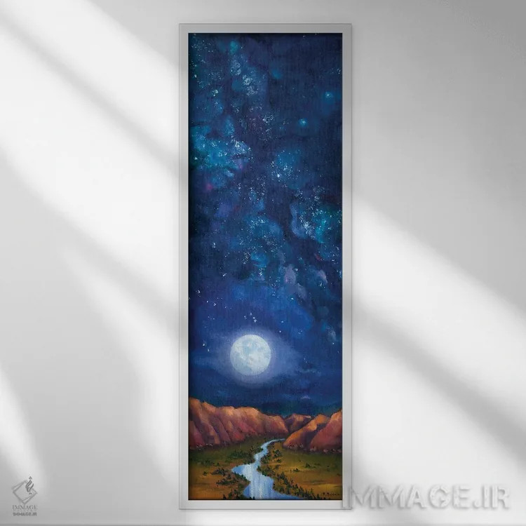 تابلو دکوراتیو مرد در ماه اثر ربکا بالدوین - نمای قابدار سفید