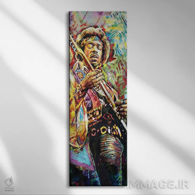 تابلو دکوراتیو جیمی هندریکس "بال کوچک ۲" اثر راک کروماتیک - نمای روبهرو روی دیوار