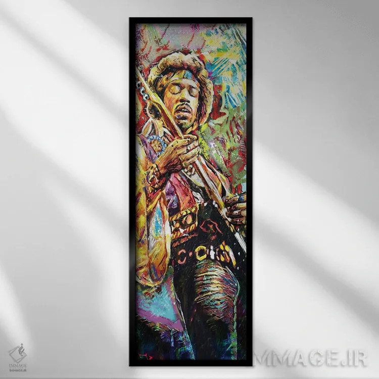 تابلو دکوراتیو جیمی هندریکس "بال کوچک ۲" اثر راک کروماتیک - نمای قابدار مشکی