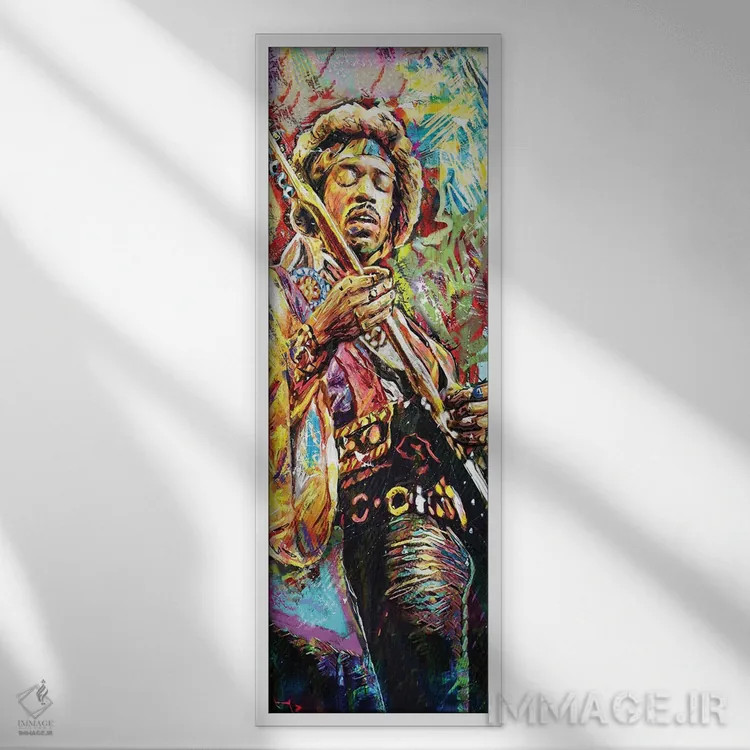 تابلو دکوراتیو جیمی هندریکس "بال کوچک ۲" اثر راک کروماتیک - نمای قابدار سفید