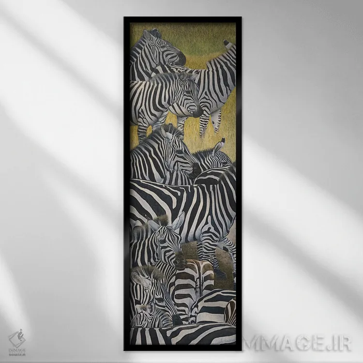 تابلو دکوراتیو گذرگاه گورخر ۲ اثر راسل هینکلی - نمای قابدار مشکی