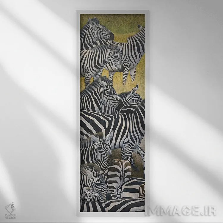 تابلو دکوراتیو گذرگاه گورخر ۲ اثر راسل هینکلی - نمای قابدار سفید