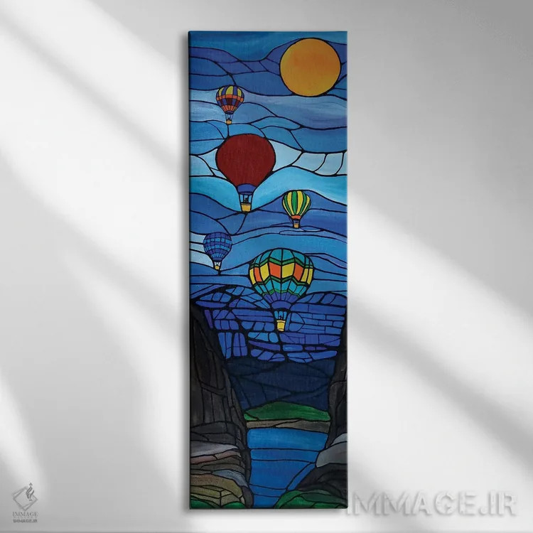 تابلو دکوراتیو بالن های هوای گرم در راه بازگشت به خانه اثر ریچل اولینوک - نمای روبهرو روی دیوار