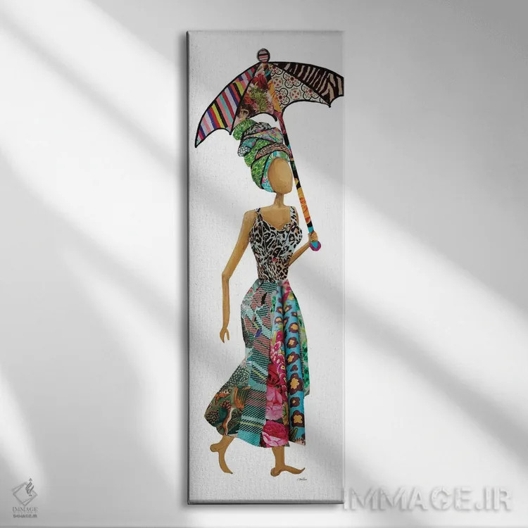 تابلو دکوراتیو زن ژوزا با چتر اثر جینا ریتر - نمای روبهرو روی دیوار