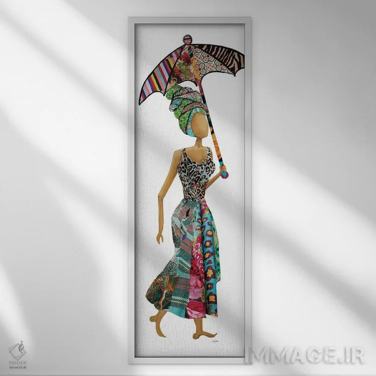 تابلو دکوراتیو زن ژوزا با چتر اثر جینا ریتر - نمای قابدار سفید