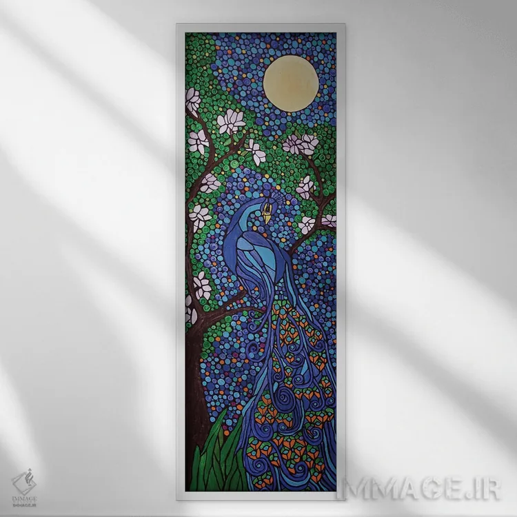 تابلو دکوراتیو طاووس اثر ریچل اولینوک - نمای قابدار سفید