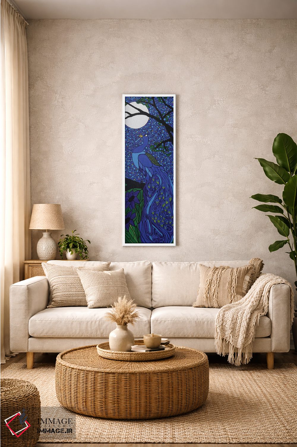 تابلو دکوراتیو آبی طاووسی اثر ریچل اولینوک - D1W