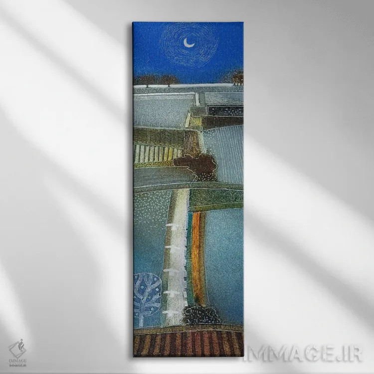 تابلو انتزاعی آن قدر شب آرام است اثر راب فن هوک - نمای روبهرو روی دیوار