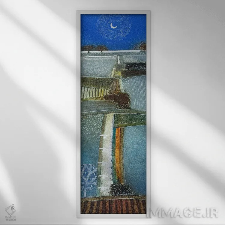تابلو انتزاعی آن قدر شب آرام است اثر راب فن هوک - نمای قابدار سفید