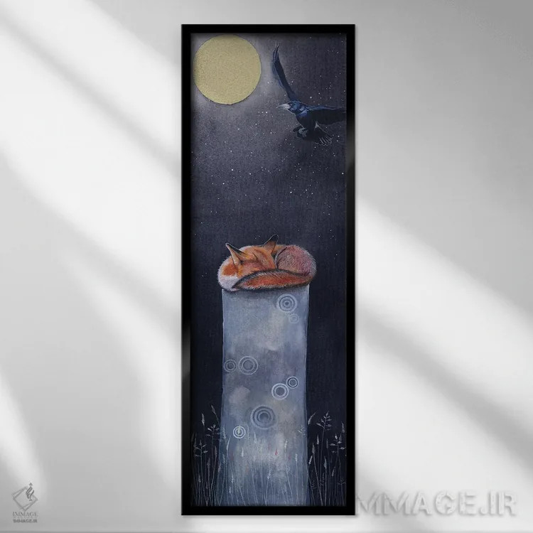 تابلو دکوراتیو روباه ۳ اثر سم کنن آرت - نمای قابدار مشکی