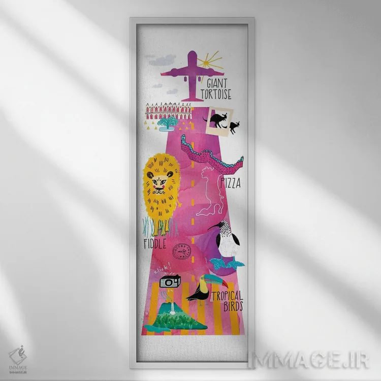 تابلو دکوراتیو سفرکننده جهانی اثر سارا فرانکلین - نمای قابدار سفید