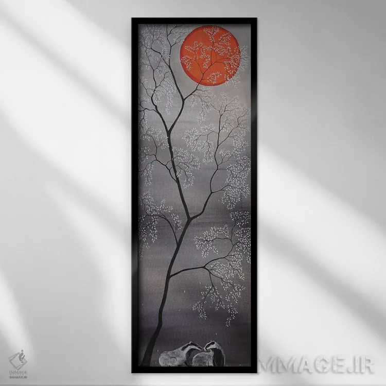 تابلو دکوراتیو خورشید سرخ ۲ اثر سم کنن آرت - نمای قابدار مشکی