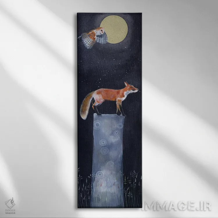 تابلو دکوراتیو روباه ۴ اثر سم کنن آرت - نمای روبهرو روی دیوار