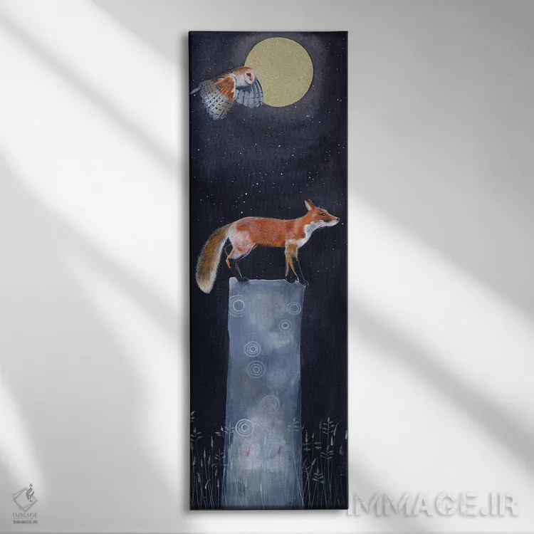 تابلو دکوراتیو روباه ۴ اثر سم کنن آرت - نمای روبهرو روی دیوار