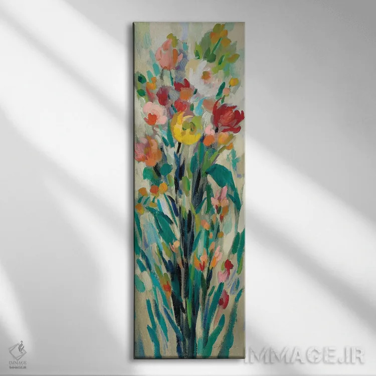 تابلو دکوراتیو گل های بلند و روشن کرمی I اثر سیلویا واسیلیوا - نمای روبهرو روی دیوار