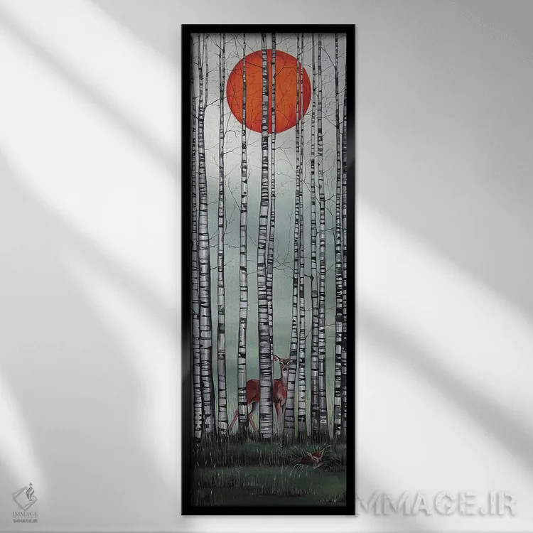 تابلو دکوراتیو خورشید سرخ ۳ اثر سم کنن آرت - نمای قابدار مشکی