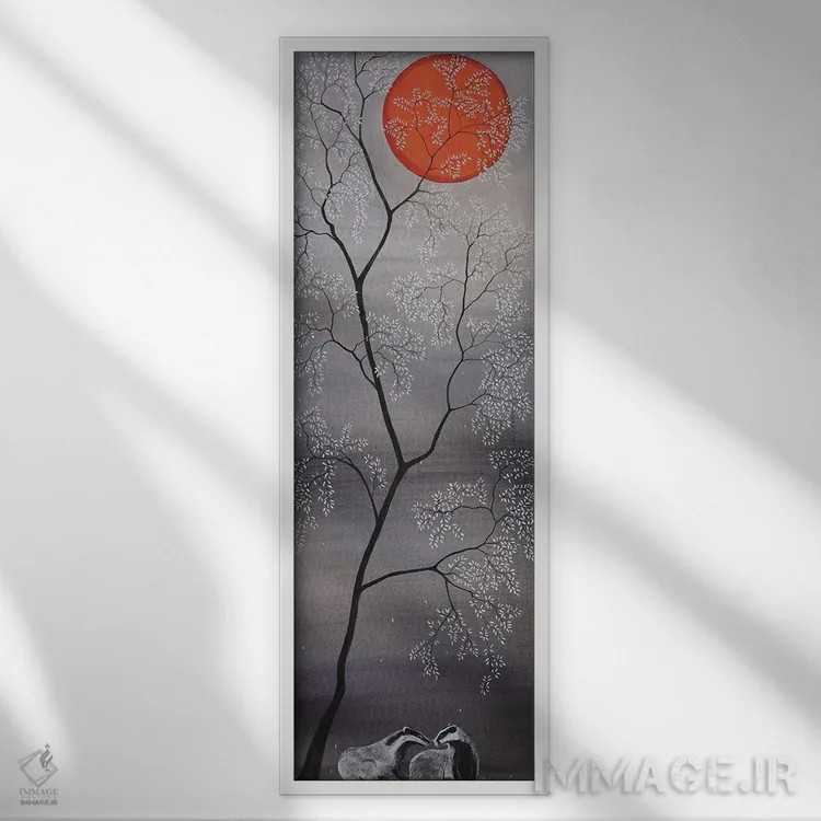 تابلو دکوراتیو خورشید سرخ ۲ اثر سم کنن آرت - نمای قابدار سفید